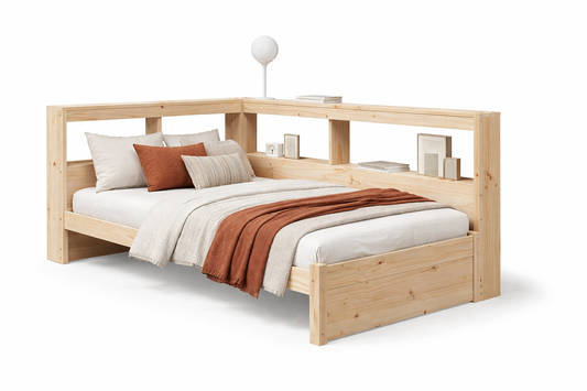 Cadre de Lit bibliothèque en bois de pin massif