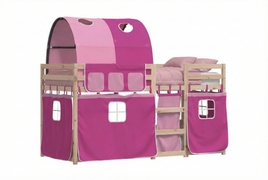 Cadre de Lit Superposé Rose en bois de pin massif