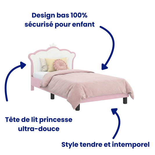 Cadre de Lit pour enfants avec tête de lit Rose